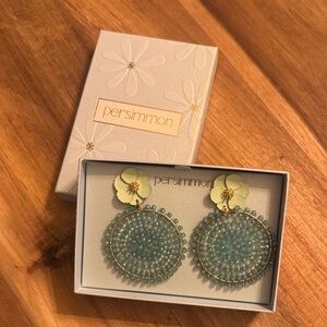 Persimmon Aqua Beaded Statement Earrings